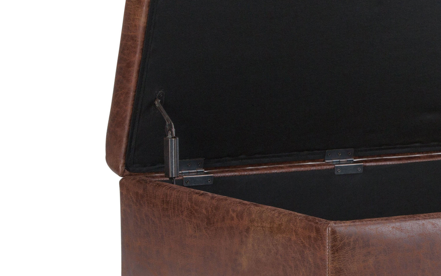 Distressed Saddle Brown Distressed Vegan Leather | Owen Small Coffee Table Ottoman in Distressed Vegan Leather