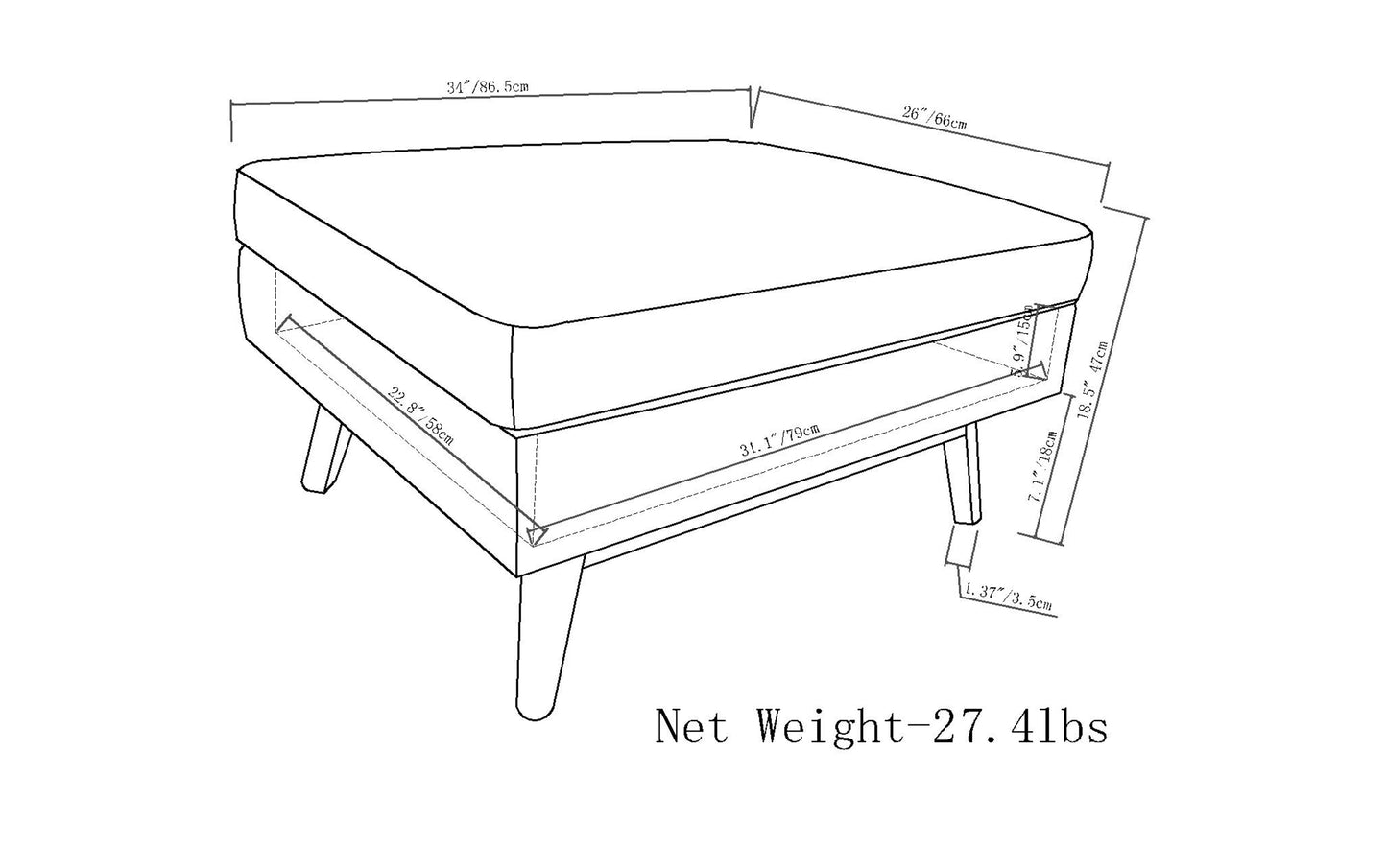Distressed Saddle Brown Distressed Vegan Leather | Owen Small Coffee Table Ottoman in Distressed Vegan Leather
