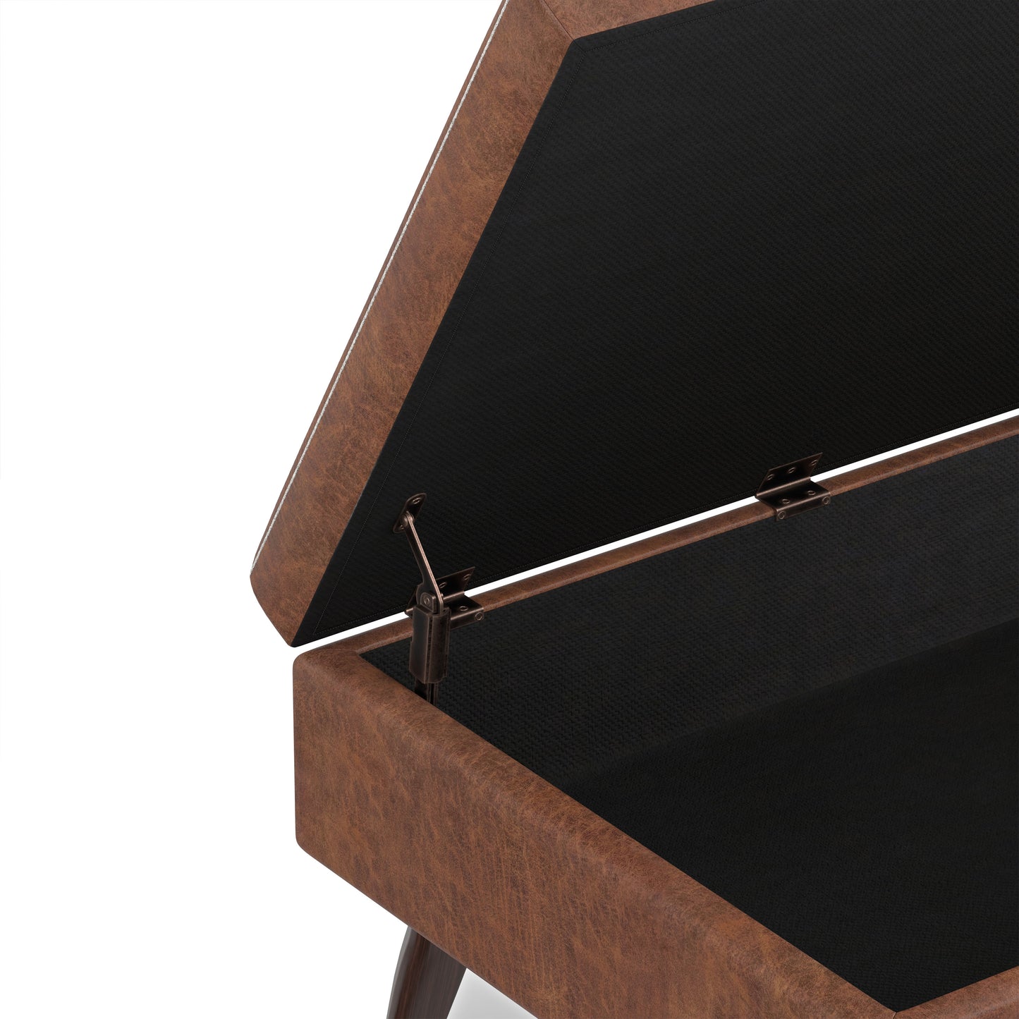 Distressed Saddle Brown Distressed Vegan Leather | Owen Small Coffee Table Ottoman in Distressed Vegan Leather