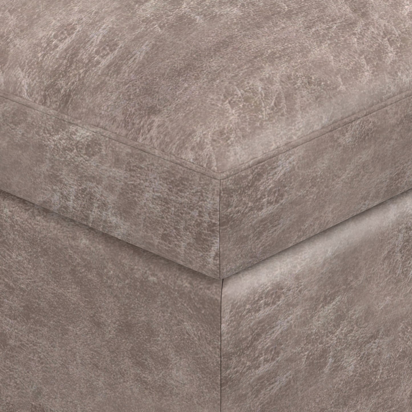 Distressed Grey Taupe Distressed Vegan Leather | Owen Coffee Table Ottoman with Storage