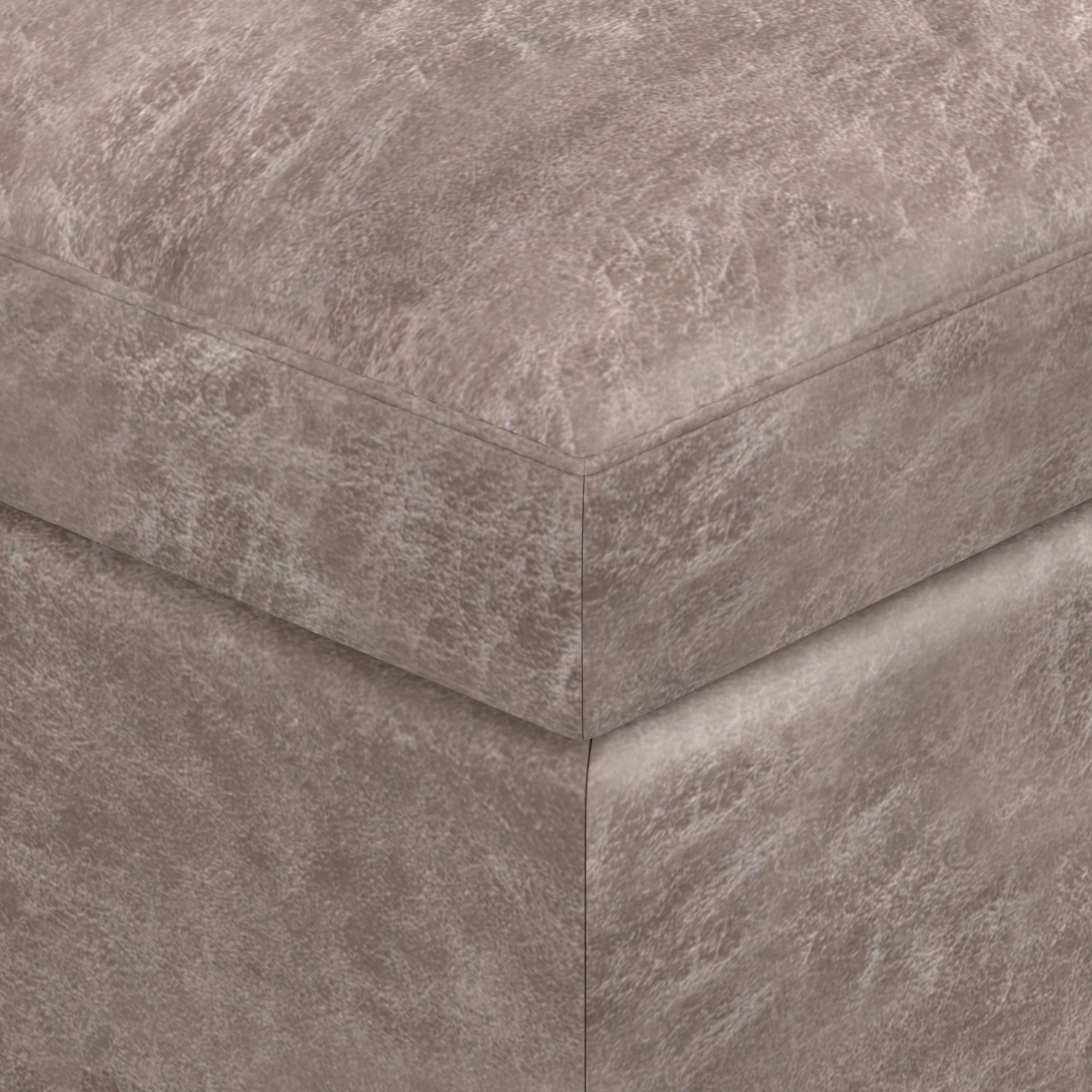 Distressed Grey Taupe Distressed Vegan Leather | Owen Coffee Table Ottoman with Storage