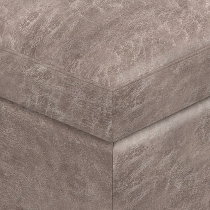 Distressed Grey Taupe Distressed Vegan Leather | Owen Coffee Table Ottoman with Storage