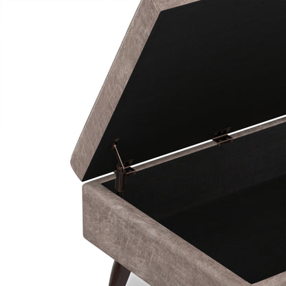 Distressed Grey Taupe Distressed Vegan Leather | Owen Coffee Table Ottoman with Storage