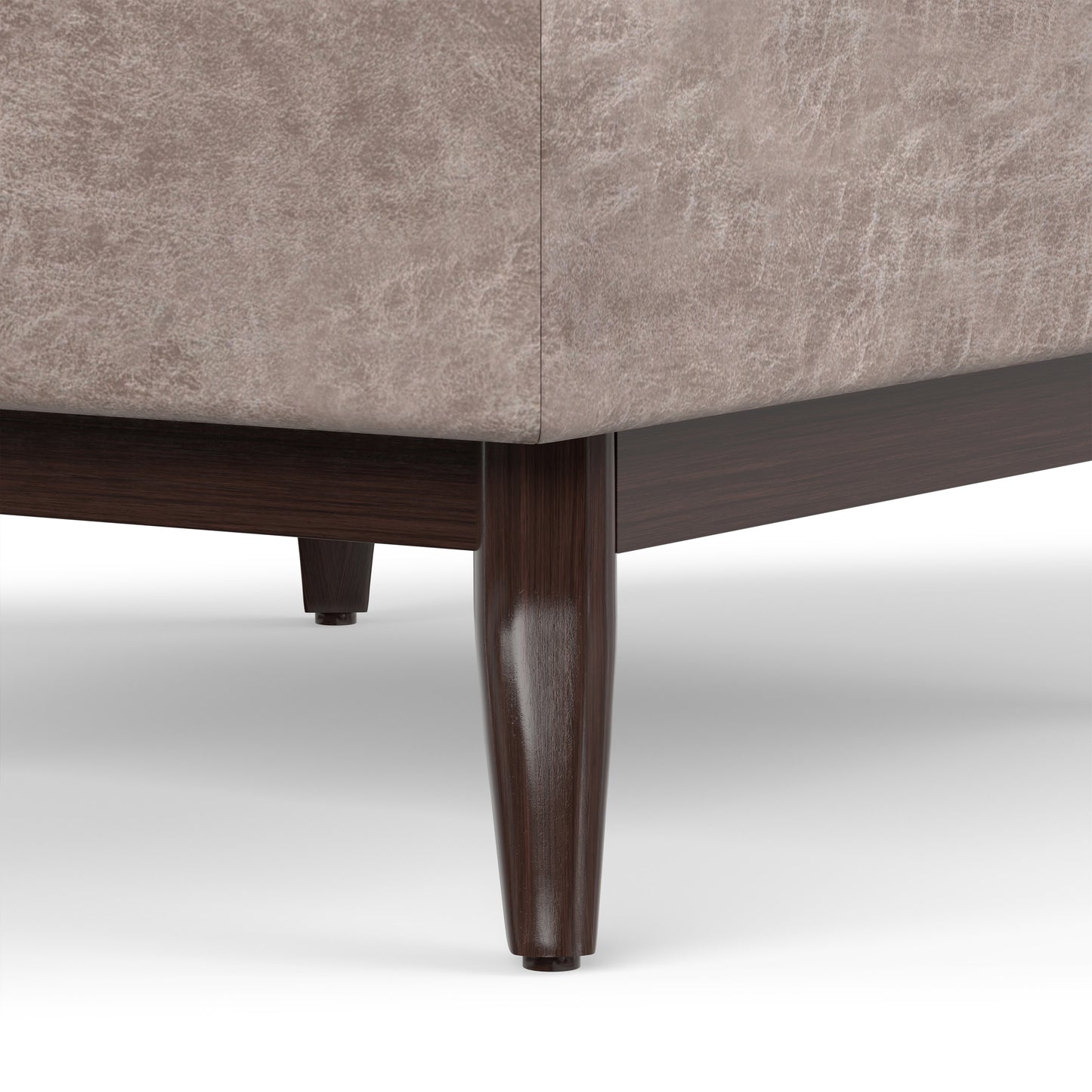 Distressed Grey Taupe Distressed Vegan Leather | Owen Coffee Table Ottoman with Storage