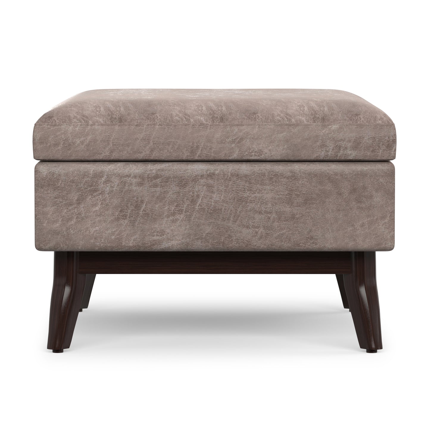 Distressed Grey Taupe Distressed Vegan Leather | Owen Coffee Table Ottoman with Storage