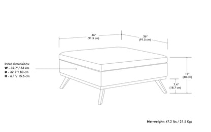 Ebony Tweed Style Fabric | Owen Coffee Table Ottoman with Storage