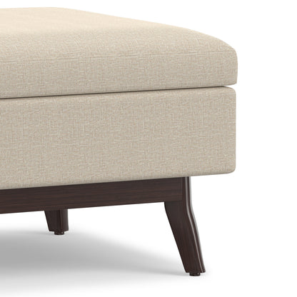 Natural Linen Style Fabric | Owen Small Coffee Table Ottoman in Linen