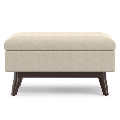 Natural Linen Style Fabric | Owen Small Coffee Table Ottoman in Linen
