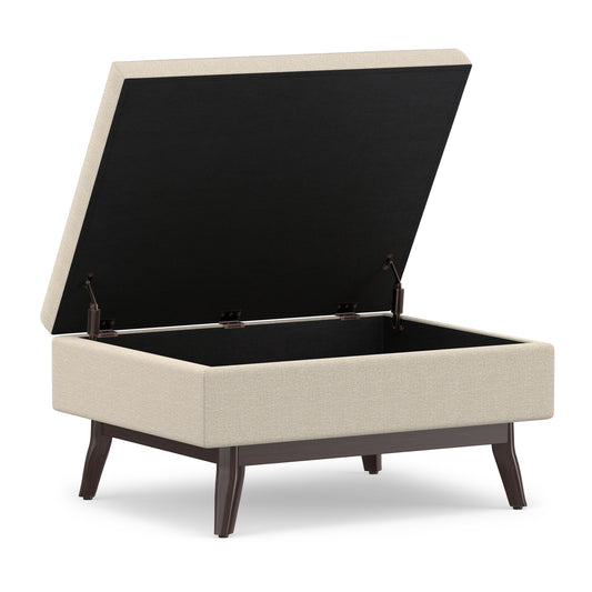 Natural Linen Style Fabric | Owen Small Coffee Table Ottoman in Linen
