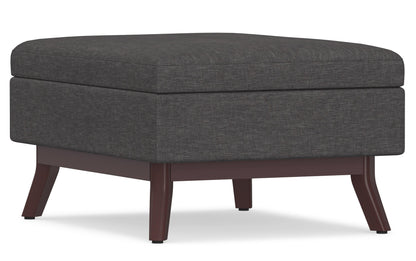 Slate Grey Linen Style Fabric | Owen Coffee Table Ottoman with Storage