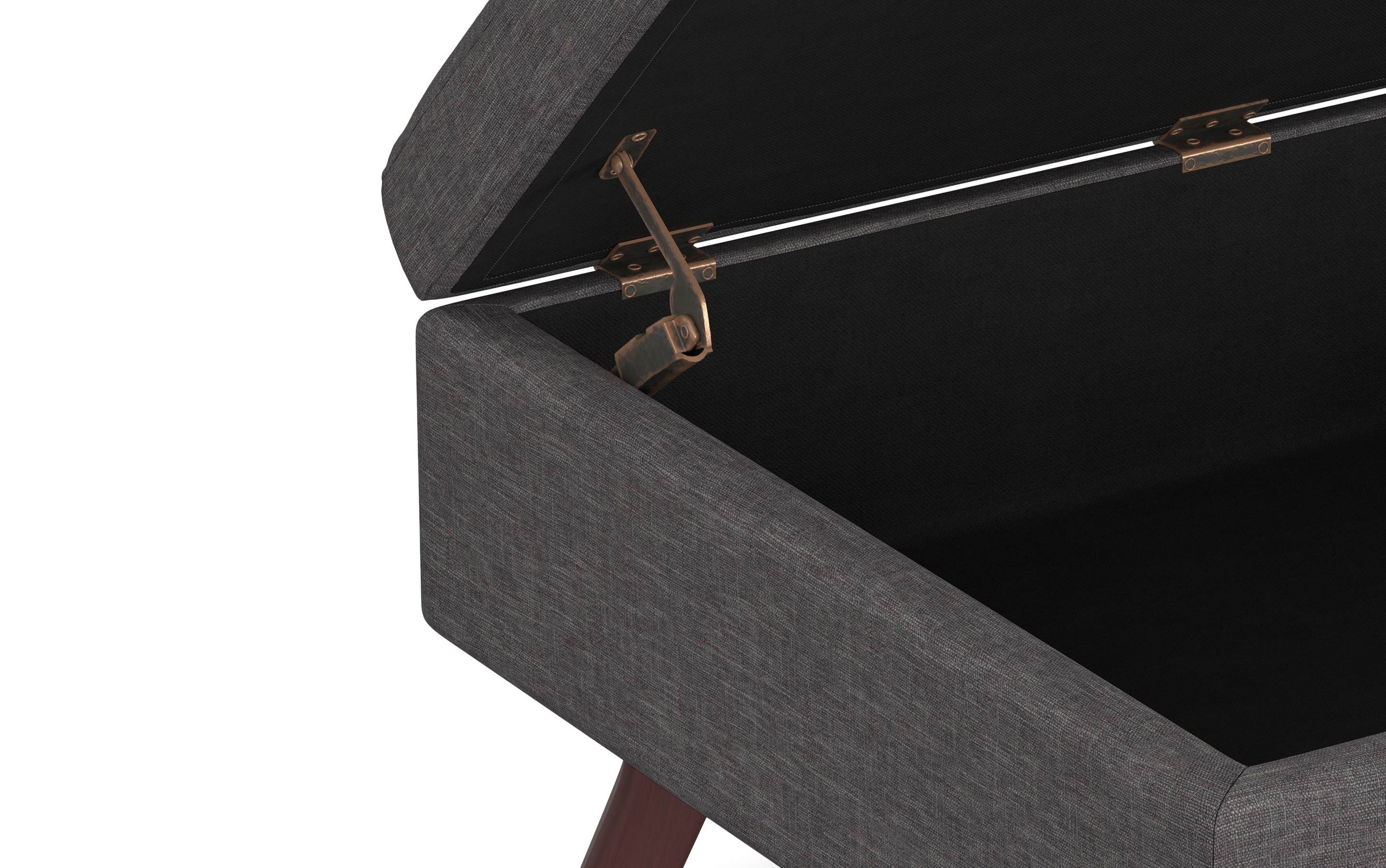 Slate Grey Linen Style Fabric | Owen Coffee Table Ottoman with Storage