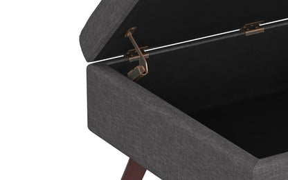 Slate Grey Linen Style Fabric | Owen Coffee Table Ottoman with Storage