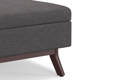 Slate Grey Linen Style Fabric | Owen Coffee Table Ottoman with Storage