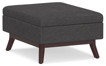 Slate Grey Linen Style Fabric | Owen Coffee Table Ottoman with Storage