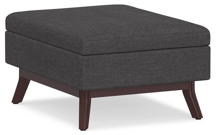 Slate Grey Linen Style Fabric | Owen Coffee Table Ottoman with Storage