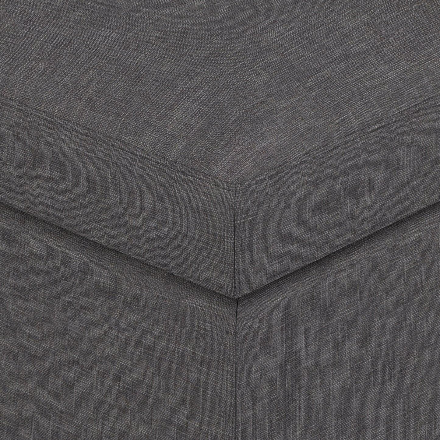 Slate Grey Linen Style Fabric | Owen Small Coffee Table Ottoman in Linen