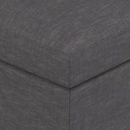 Slate Grey Linen Style Fabric | Owen Small Coffee Table Ottoman in Linen