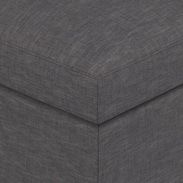 Slate Grey Linen Style Fabric | Owen Small Coffee Table Ottoman in Linen