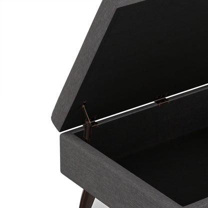 Slate Grey Linen Style Fabric | Owen Small Coffee Table Ottoman in Linen