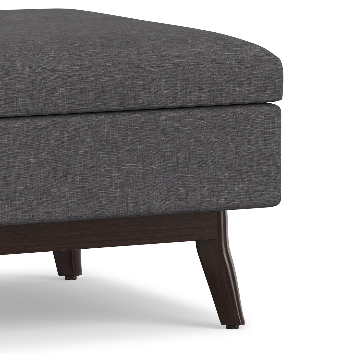 Slate Grey Linen Style Fabric | Owen Small Coffee Table Ottoman in Linen