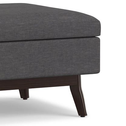 Slate Grey Linen Style Fabric | Owen Small Coffee Table Ottoman in Linen