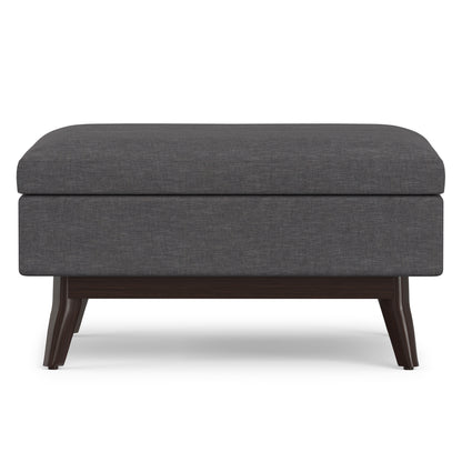 Slate Grey Linen Style Fabric | Owen Small Coffee Table Ottoman in Linen