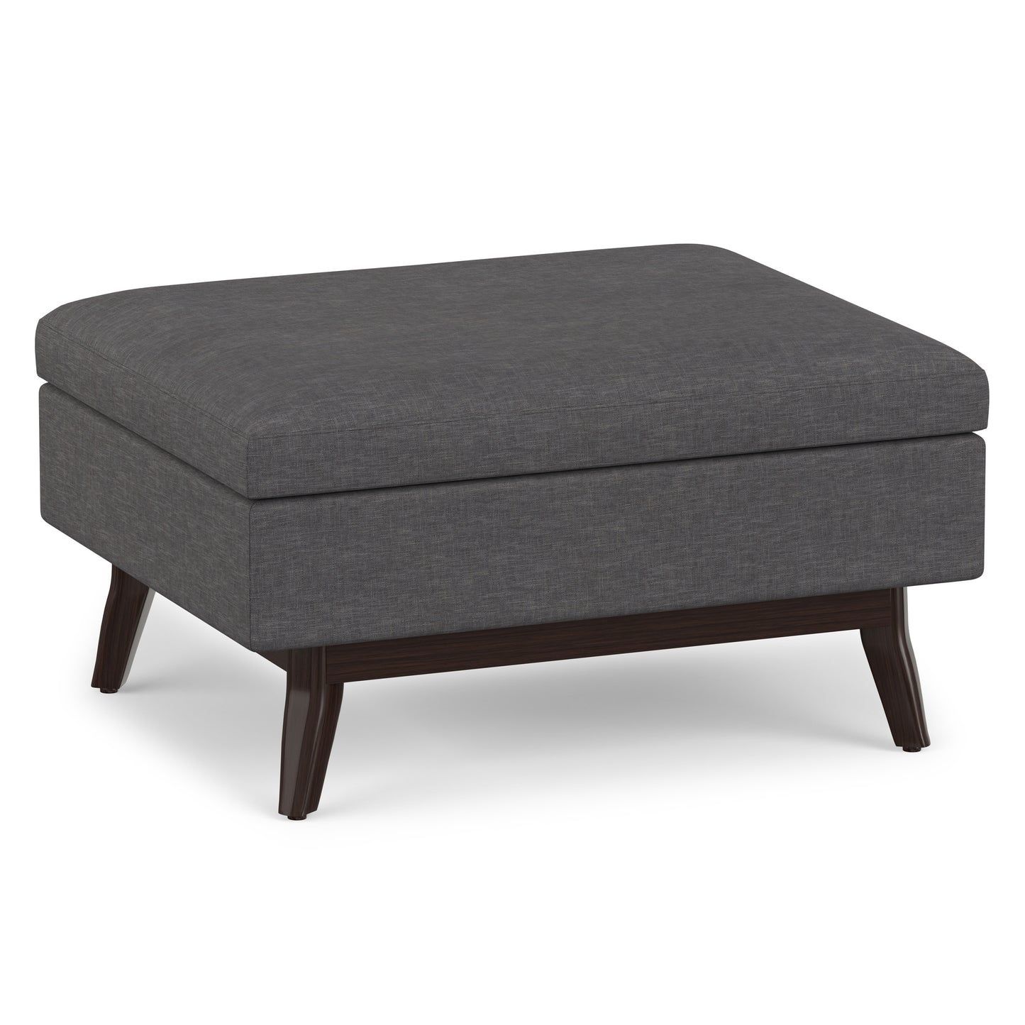 Slate Grey Linen Style Fabric | Owen Small Coffee Table Ottoman in Linen