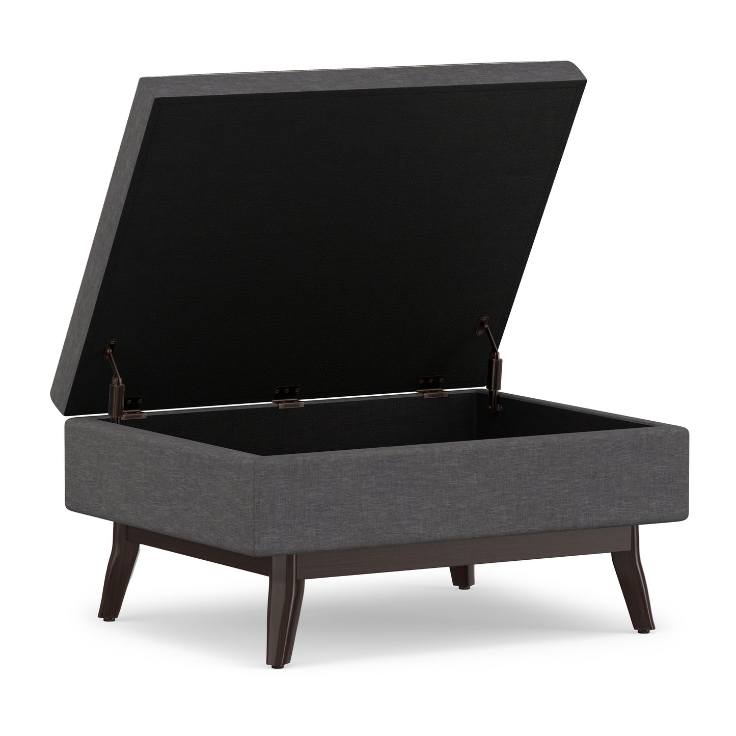 Slate Grey Linen Style Fabric | Owen Small Coffee Table Ottoman in Linen