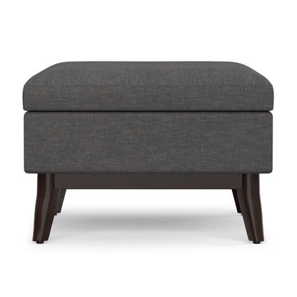 Slate Grey Linen Style Fabric | Owen Small Coffee Table Ottoman in Linen