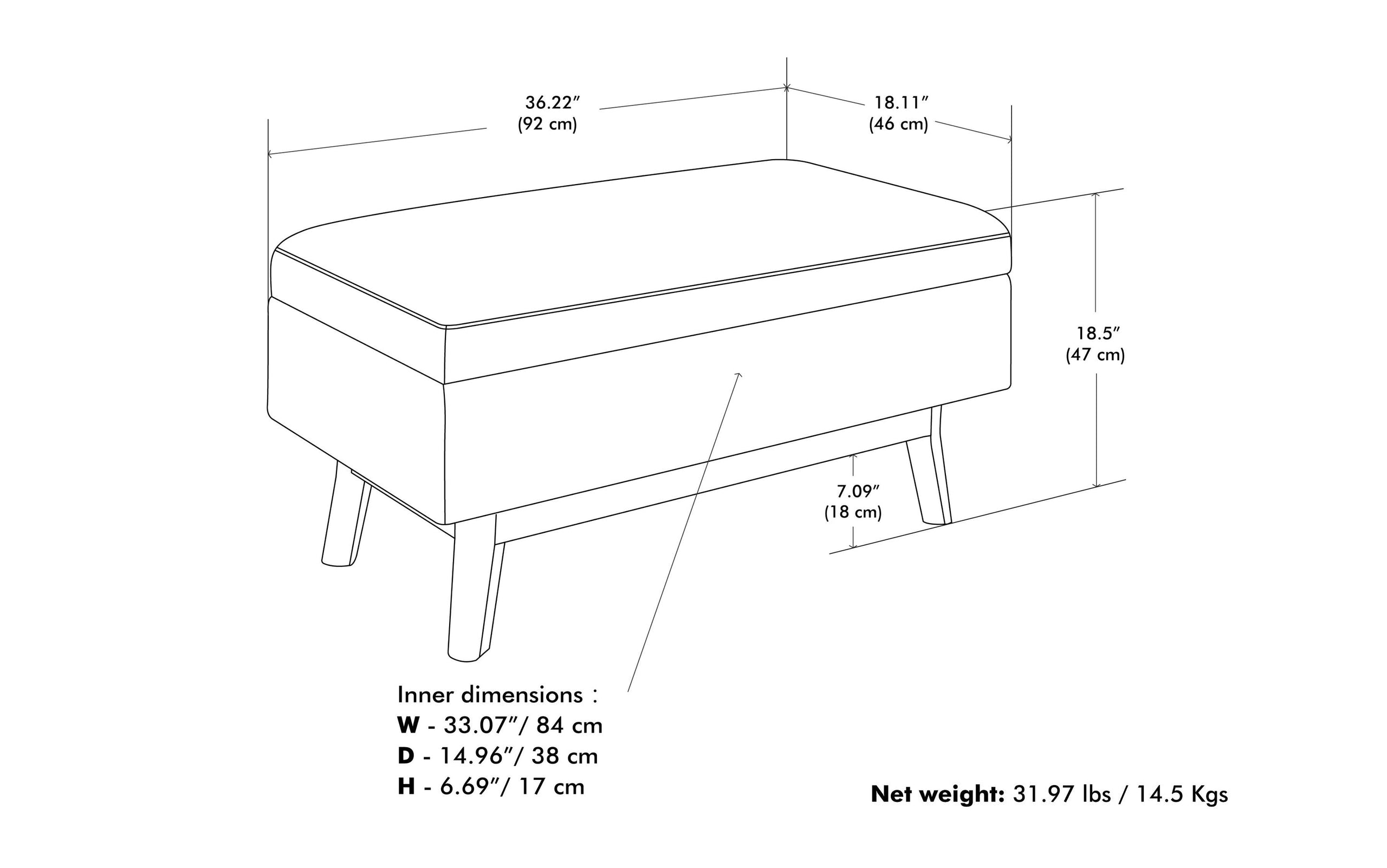 Distressed Black Distressed Vegan Leather | Owen Small Rectangular Storage Ottoman