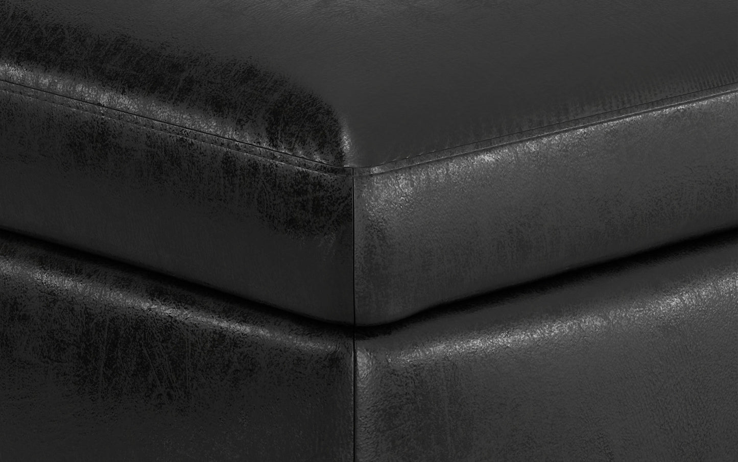 Owen Small Rectangular Storage Ottoman in Distressed Vegan Leather