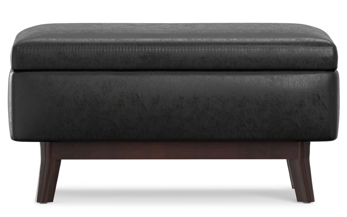 Owen Small Rectangular Storage Ottoman in Distressed Vegan Leather