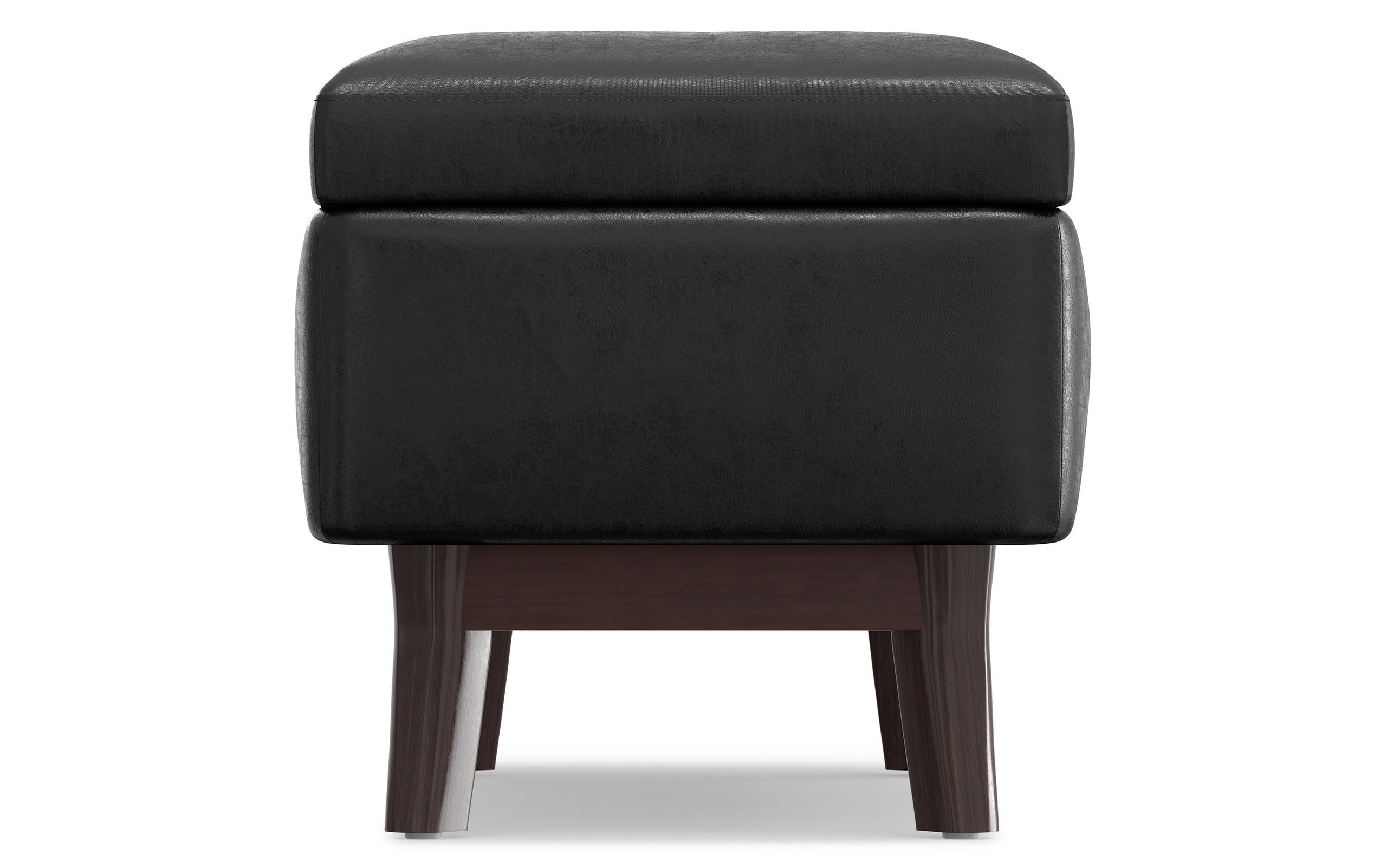 Distressed Black Distressed Vegan Leather | Owen Small Rectangular Storage Ottoman