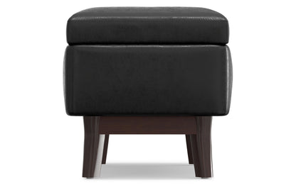Distressed Black Distressed Vegan Leather | Owen Small Rectangular Storage Ottoman