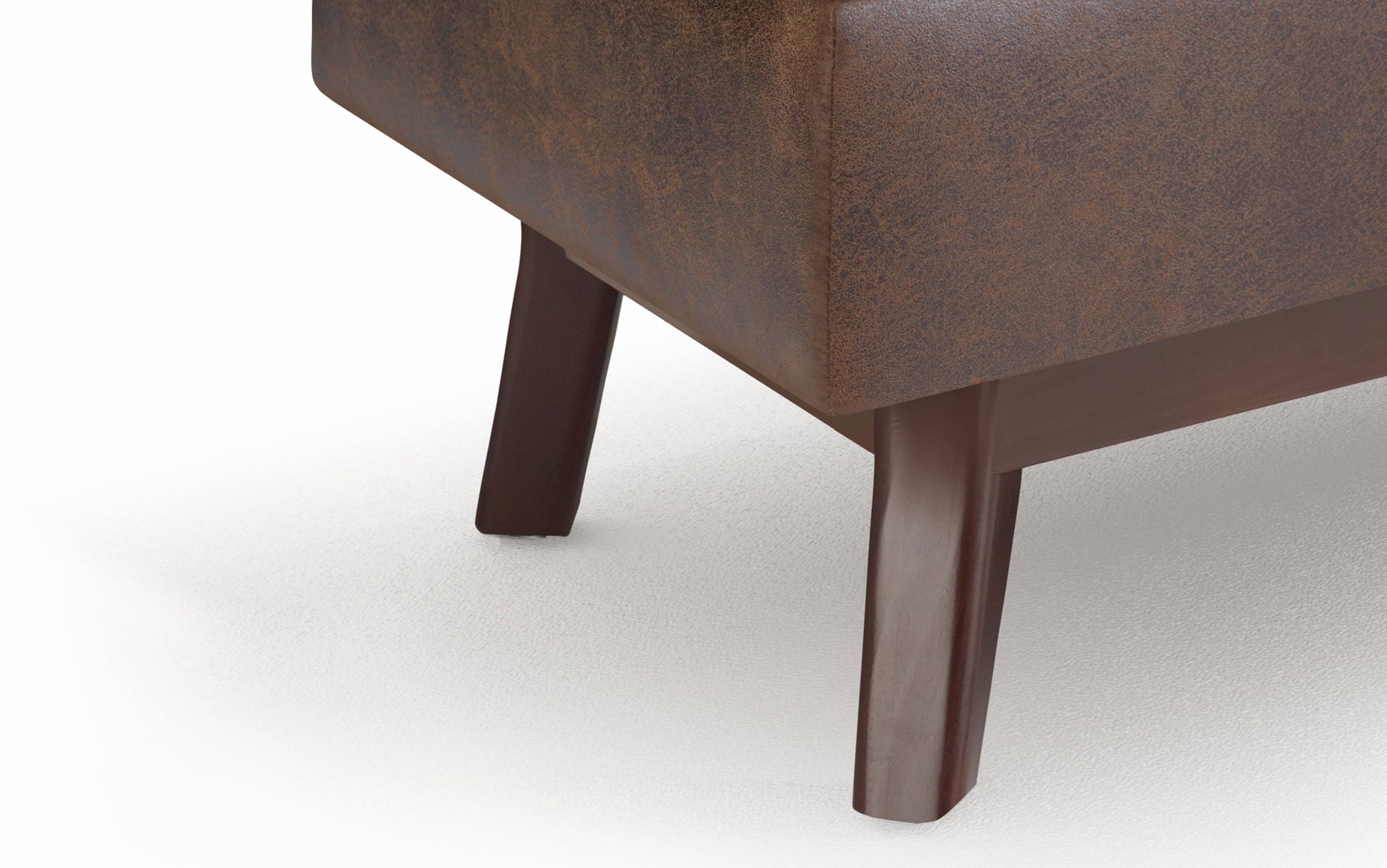Distressed Chestnut Brown Distressed Vegan Leather | Owen Small Rectangular Storage Ottoman