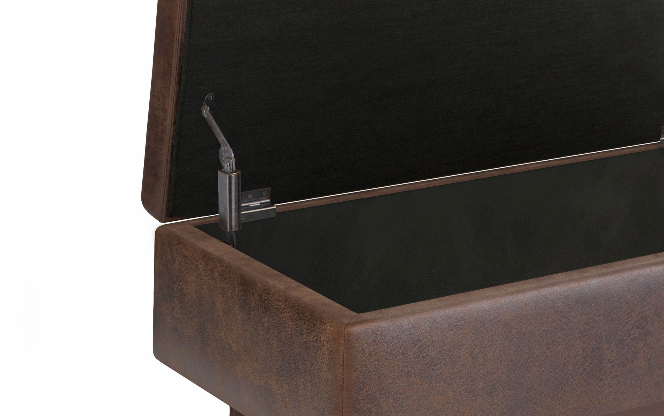 Distressed Chestnut Brown Distressed Vegan Leather | Owen Small Rectangular Storage Ottoman