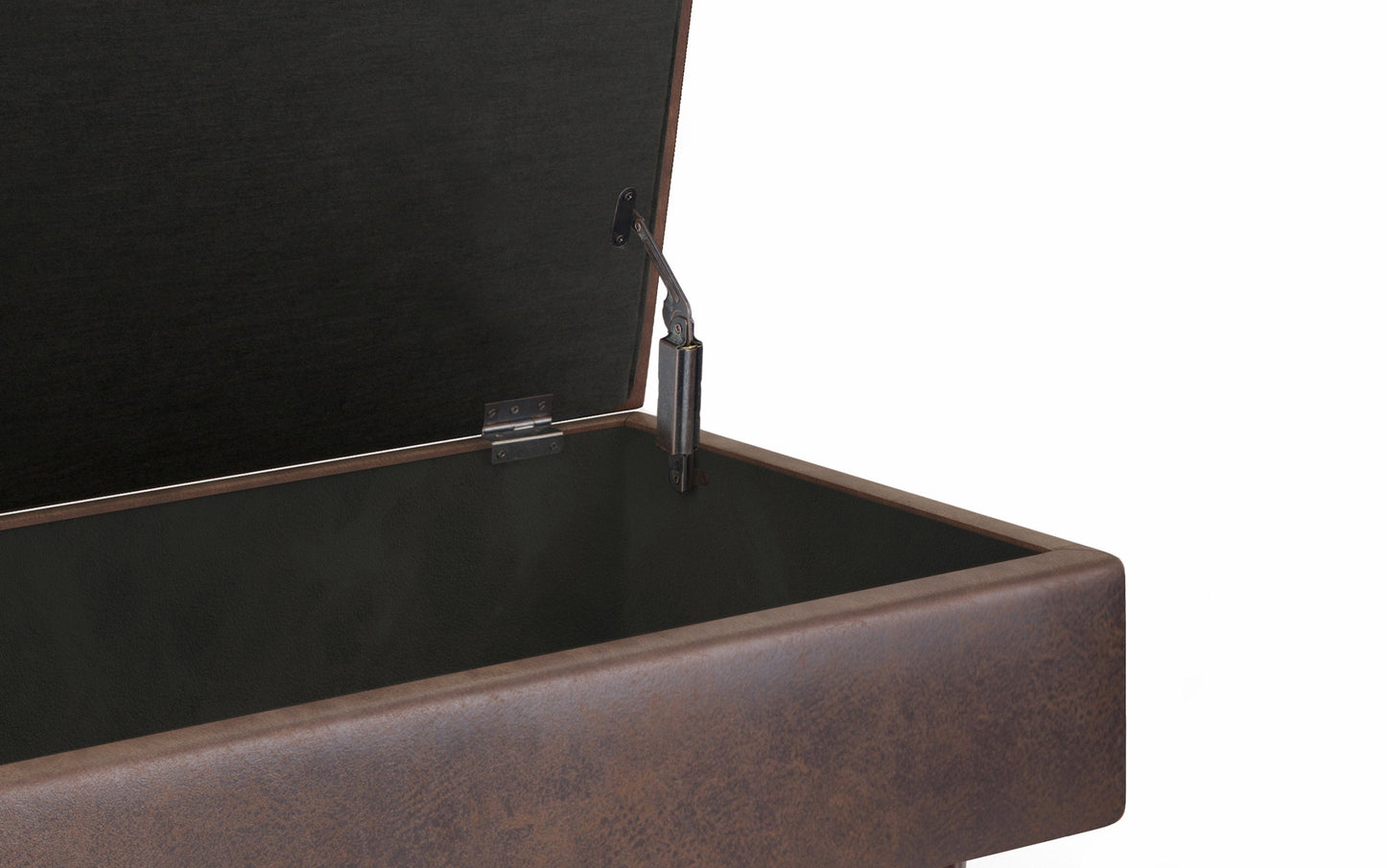 Distressed Chestnut Brown Distressed Vegan Leather | Owen Small Rectangular Storage Ottoman