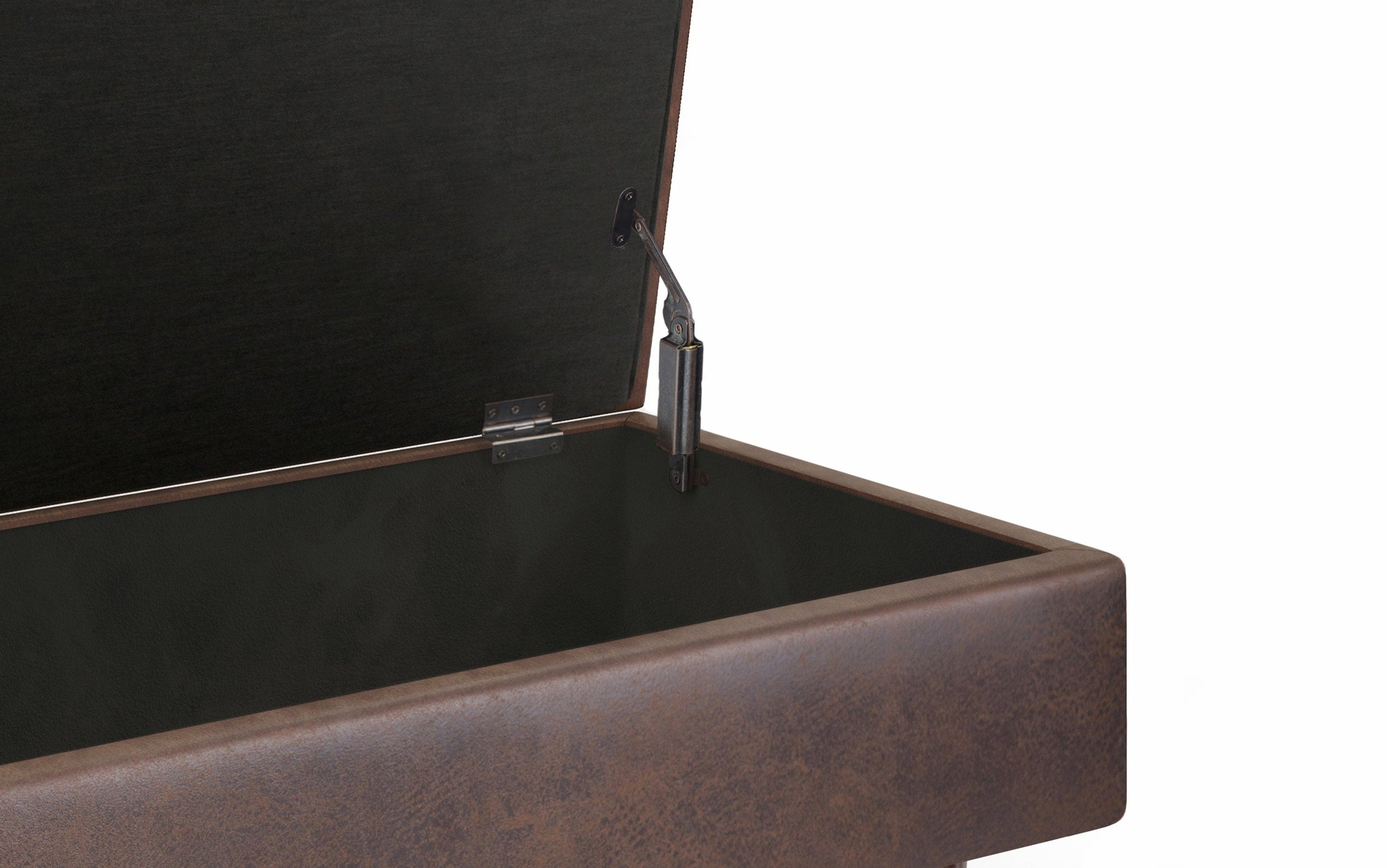 Distressed Chestnut Brown Distressed Vegan Leather | Owen Small Rectangular Storage Ottoman