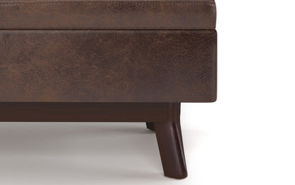 Distressed Chestnut Brown Distressed Vegan Leather | Owen Small Rectangular Storage Ottoman