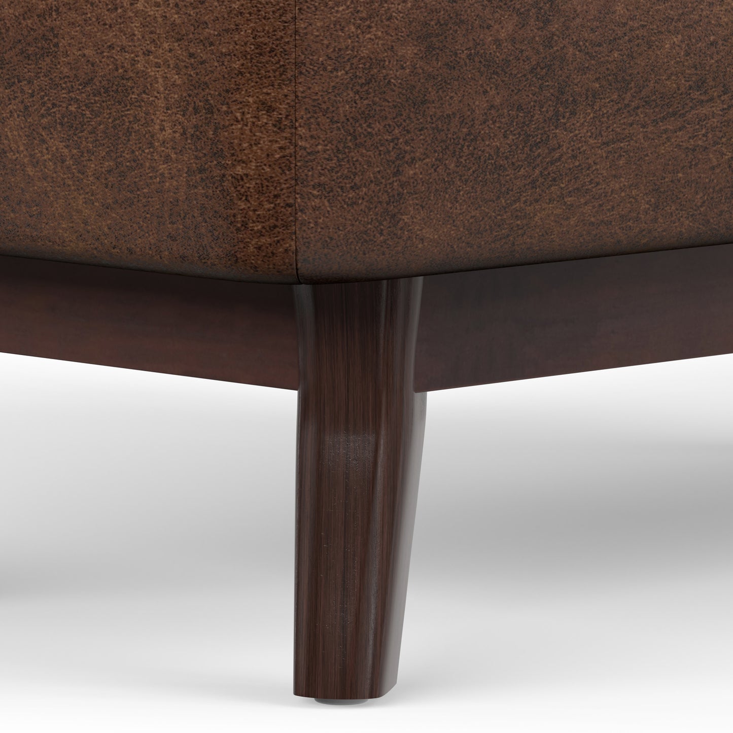 Distressed Chestnut Brown Distressed Vegan Leather | Owen Small Rectangular Storage Ottoman in Distressed Vegan Leather