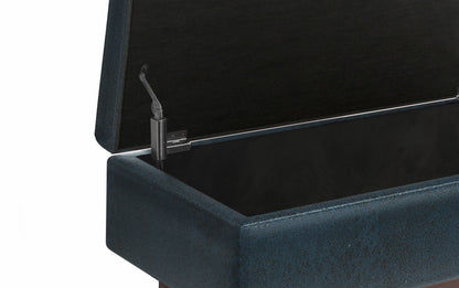 Distressed Dark Blue Distressed Vegan Leather | Owen Small Rectangular Storage Ottoman