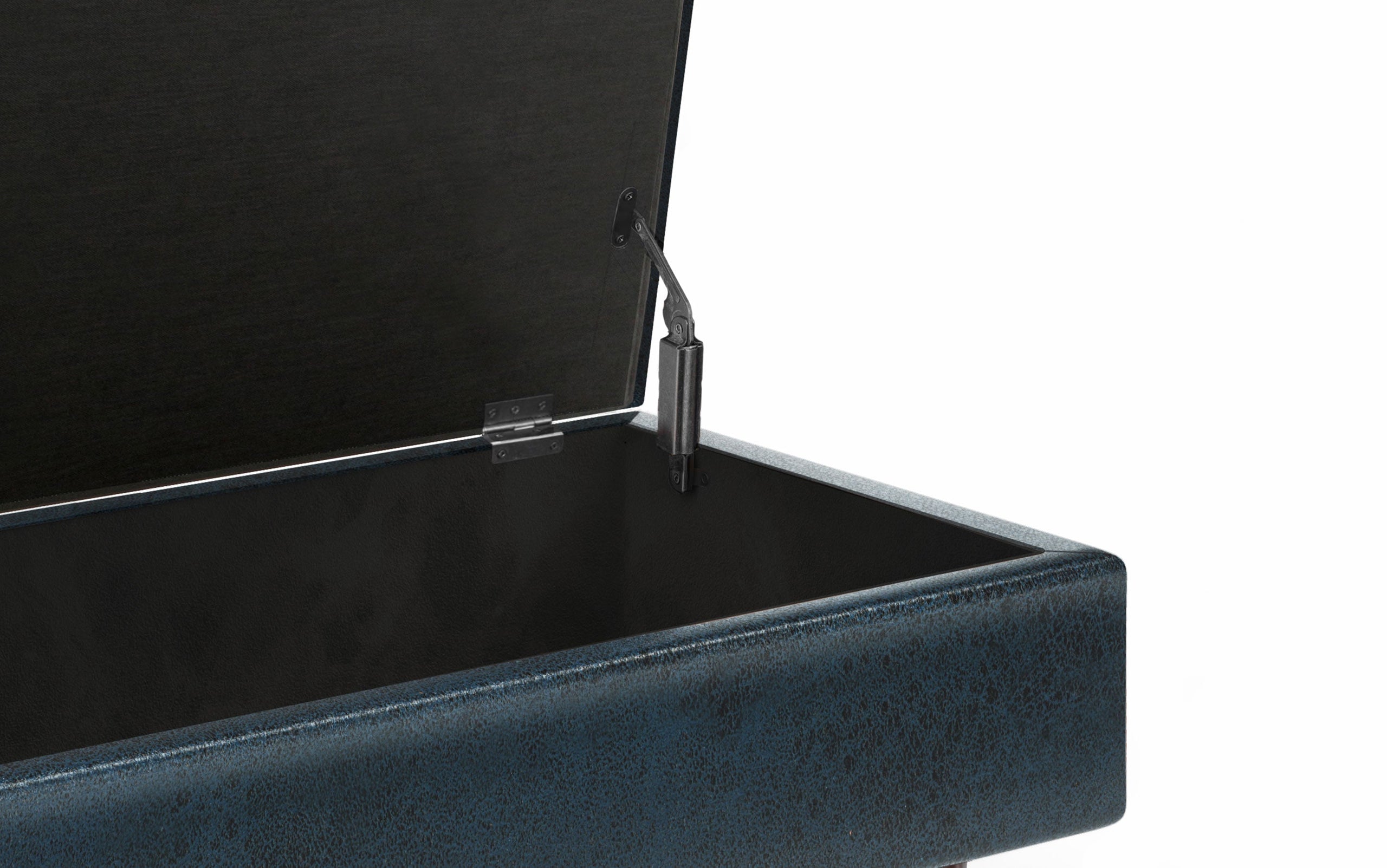 Distressed Dark Blue Distressed Vegan Leather | Owen Small Rectangular Storage Ottoman