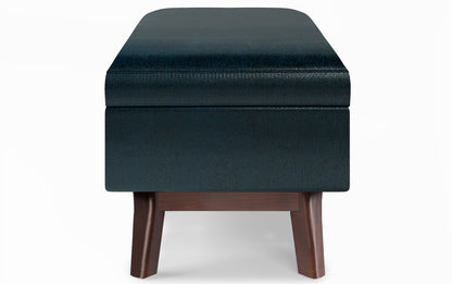 Distressed Dark Blue Distressed Vegan Leather | Owen Small Rectangular Storage Ottoman