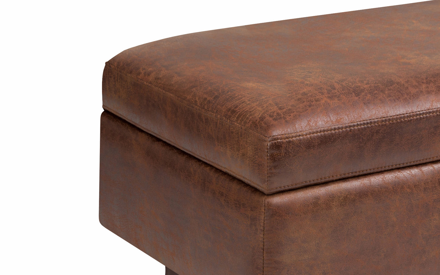 Owen Small Rectangular Storage Ottoman in Distressed Vegan Leather