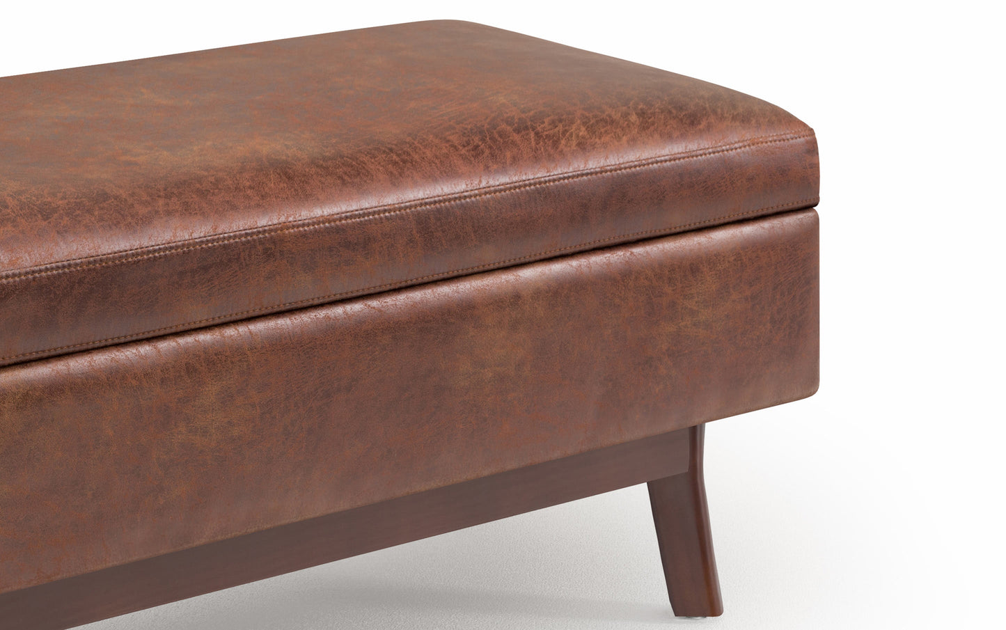 Owen Small Rectangular Storage Ottoman in Distressed Vegan Leather