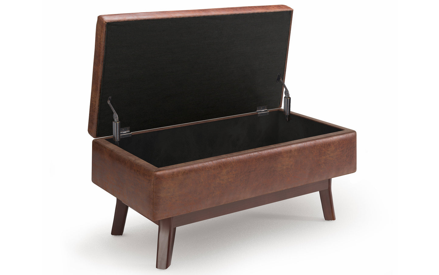 Owen Small Rectangular Storage Ottoman in Distressed Vegan Leather
