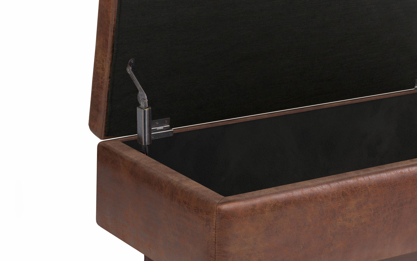 Owen Small Rectangular Storage Ottoman in Distressed Vegan Leather
