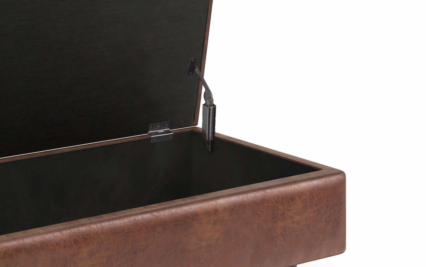 Owen Small Rectangular Storage Ottoman in Distressed Vegan Leather