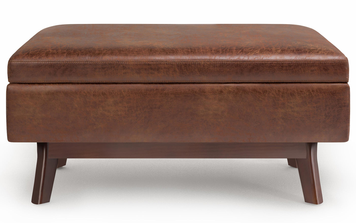 Owen Small Rectangular Storage Ottoman in Distressed Vegan Leather