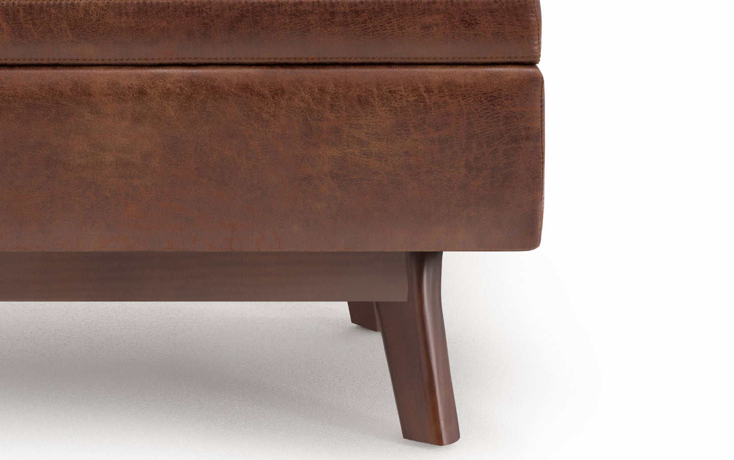 Owen Small Rectangular Storage Ottoman in Distressed Vegan Leather